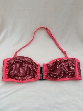 All Saints Pink Sequin Bikini Top